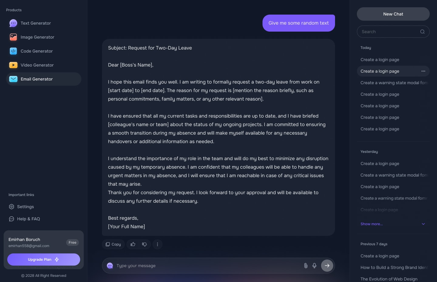 Email Generator